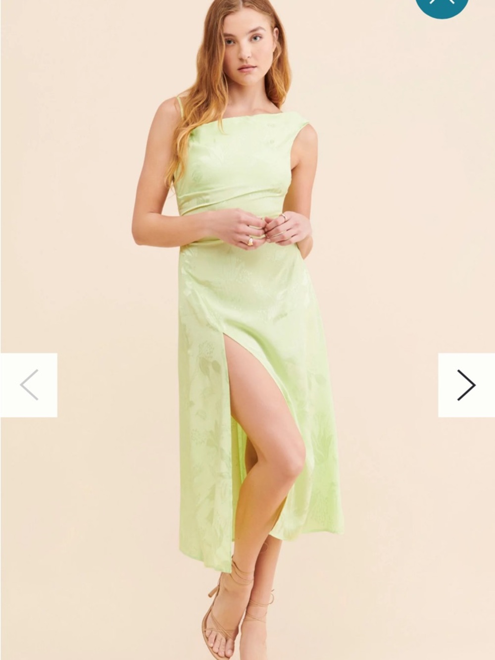 For Love & Lemons Ilana Lime Green High-Low Maxi Dress